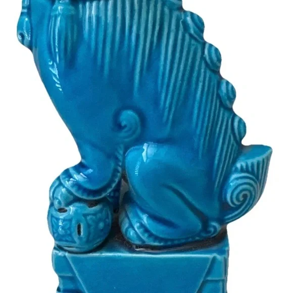 Vintage Chinese Foo Dog Turquoise Blue Glazed Porcelain - Picture 3 of 12
